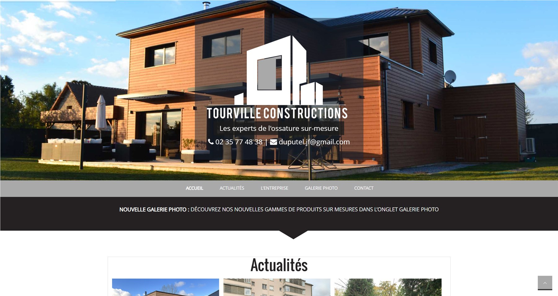 Page d'accueil du site de Tourville Construction